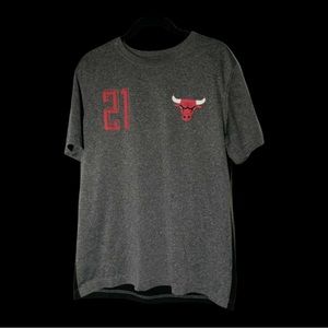 UNK NBA Chicago Bulls #21 Jimmy Butler Basketball Gray/Black Shirt Mens Size Med